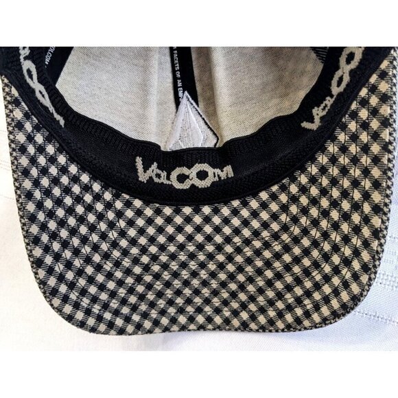 Vtg Y2K VOLCOM Suited Stone 50% Wool Mixed Houndstooth Flexfit Skater Hat Sz S/M - Picture 5 of 8